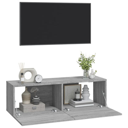 Wall TV Cabinets 2 pcs Grey Sonoma 100x30x30 cm Engineered Wood