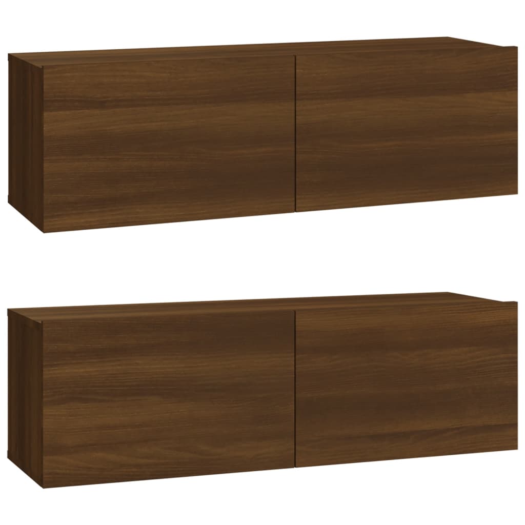 Wall TV Cabinets 2 pcs Brown Oak 100x30x30 cm Engineered Wood