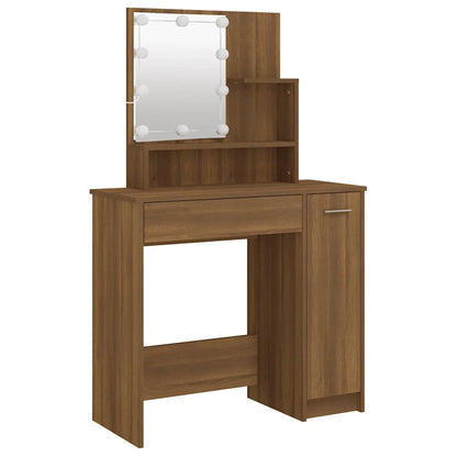 Dressing Table | Brown Oak | Engineered Wood | 86.5x35x136 cm