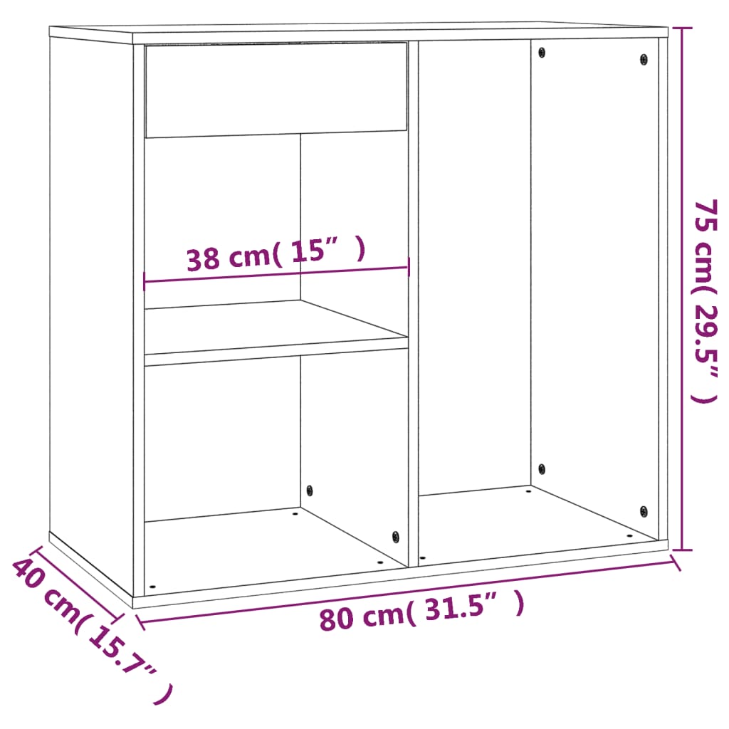 Cosmetic Cabinet | Smoked Oak | Engineered Wood | 80x40x75 cm