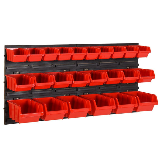 26 Piece Workshop Shelf Set Red and Black 77x39cm Polypropylene