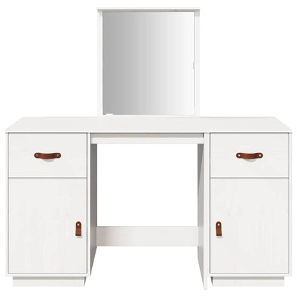 Dressing Table Set with a Mirror White Solid Wood Pine