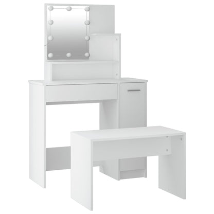 Dressing Table Set With LED | White | Engineered wood | Medium