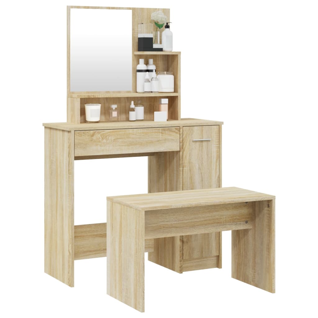 Dressing Table Set Sonoma Oak 86.5x35x136 cm