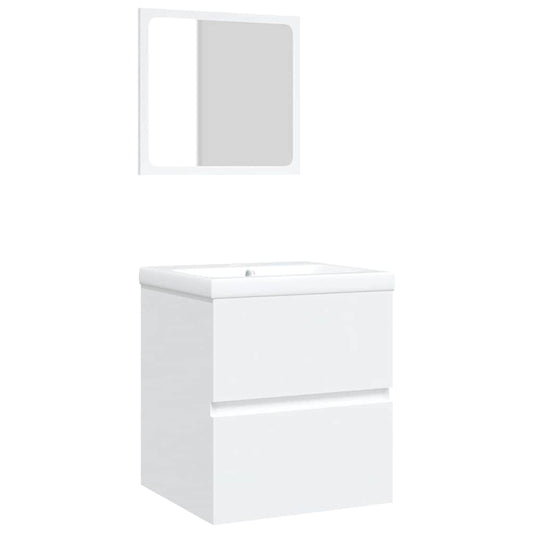 Bathroom Sink Cabinet with Basin and Mirror White