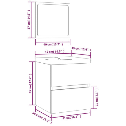 Bathroom Sink Cabinet with Basin and Mirror White