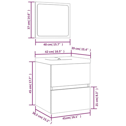 Bathroom Sink Cabinet with Basin and Mirror Grey Sonoma