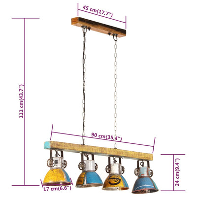 Industrial Ceiling Lamp 25 W Multicolour 111cm E27