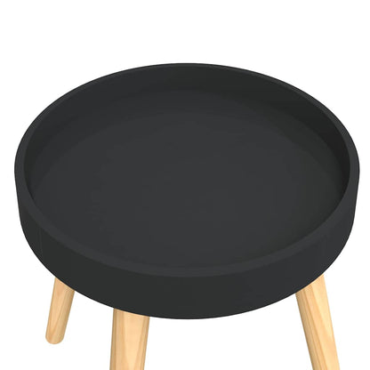 Side Table Black 38x38x40 cm Engineered Wood&Solid Wood Pine