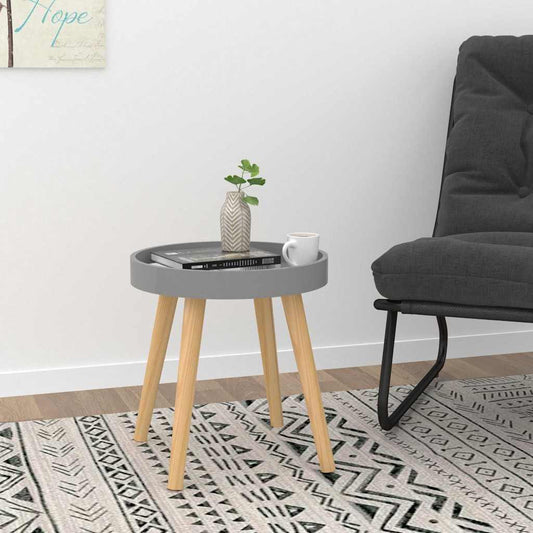 Side Table | Grey | Engineered Wood and Solid Pine | Small | Durable