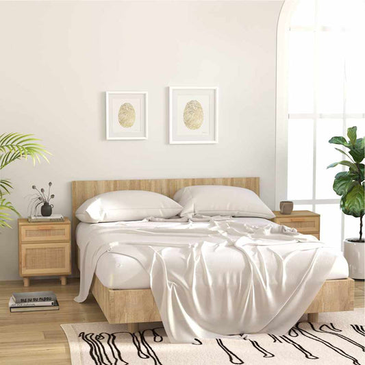 Bedside Cabinet | Set of 2 | Brown | Solid Pine Wood | 40x30x50 cm