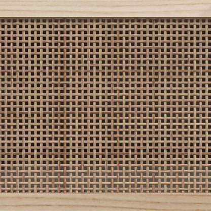 TV Cabinet White 105x30x40 cm Solid Wood Pine&Natural Rattan