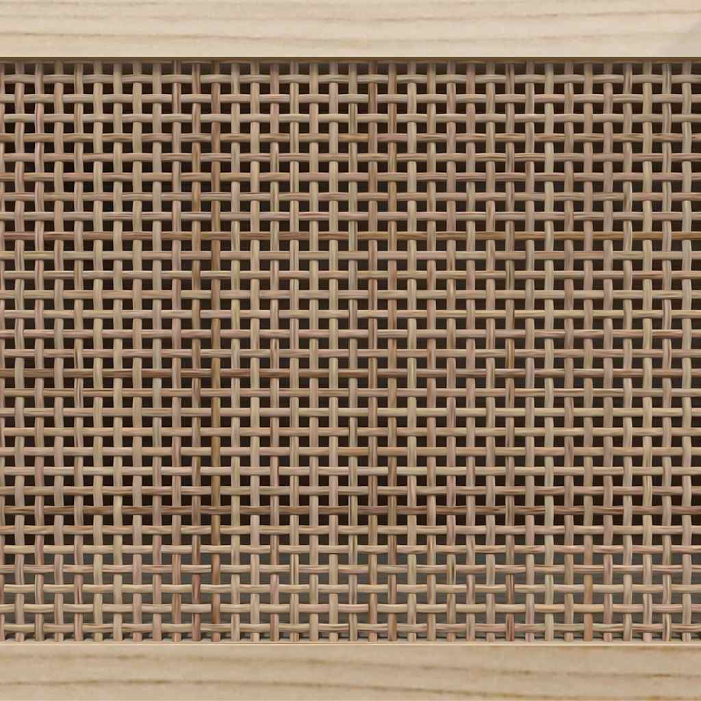 TV Cabinet Black 105x30x40 cm Solid Wood Pine&Natural Rattan