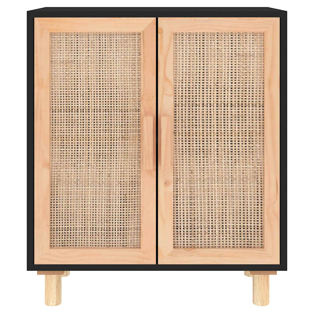 Sideboard | Black | Engineered wood, Solid pine wood, Natural rattan