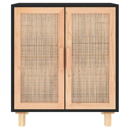 Sideboard | Black | Engineered wood, Solid pine wood, Natural rattan