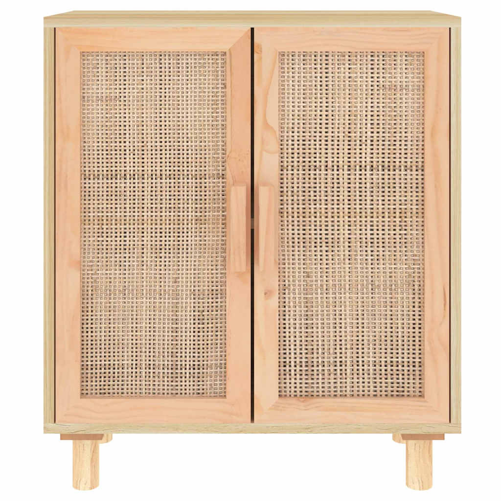Sideboard Brown 60x30x70 cm Solid Wood Pine and Natural Rattan
