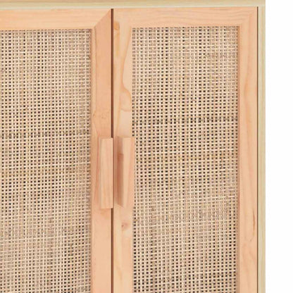 Sideboard Brown 60x30x70 cm Solid Wood Pine and Natural Rattan