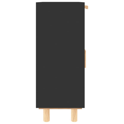 Sideboard | Black | Engineered wood, solid pinewood, natural rattan