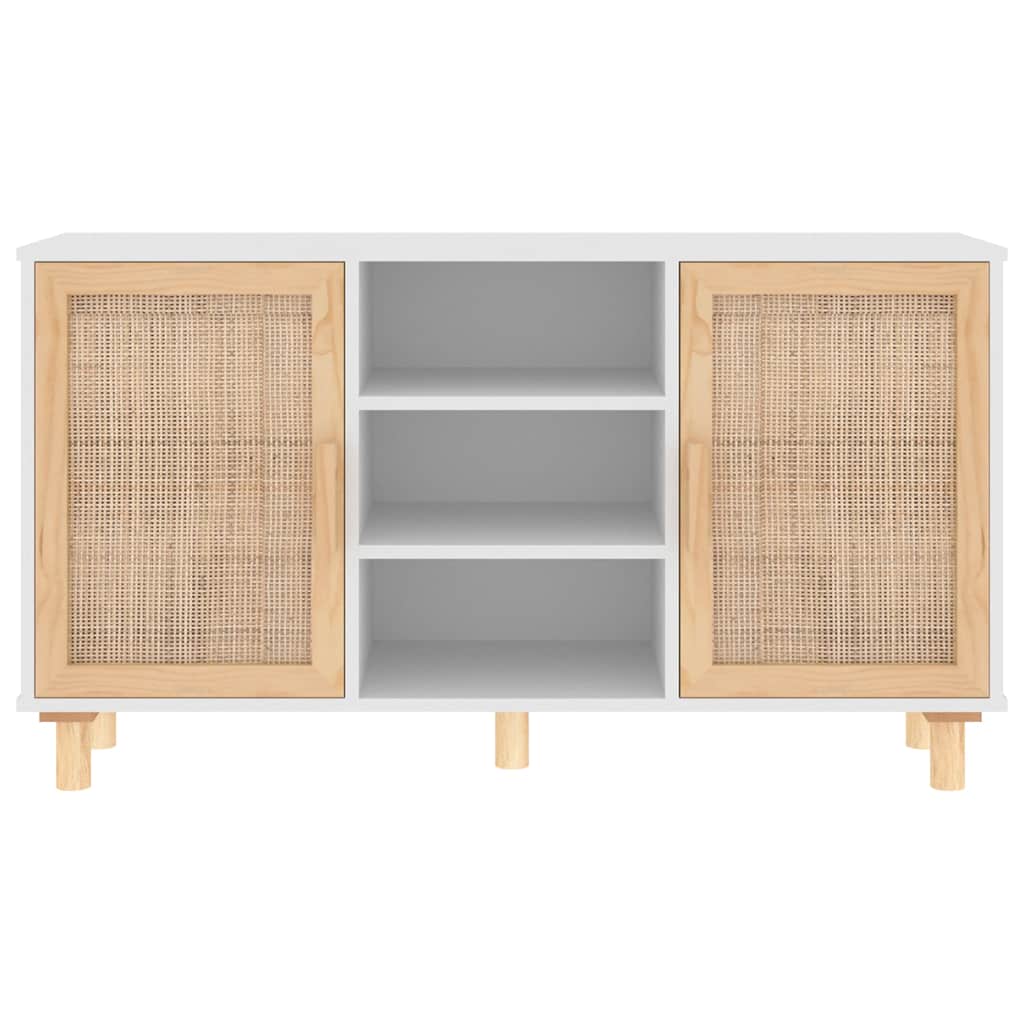 Sideboard | White | Engineered wood, solid pinewood, natural rattan