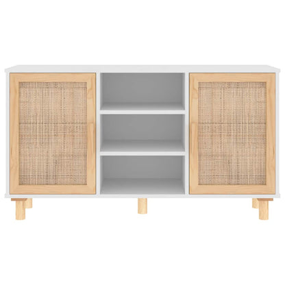 Sideboard | White | Engineered wood, solid pinewood, natural rattan