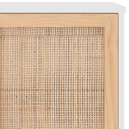 Sideboard | White | Engineered wood, solid pinewood, natural rattan