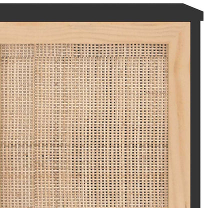 Sideboard | Black | Engineered wood, Solid pine wood, Natural rattan