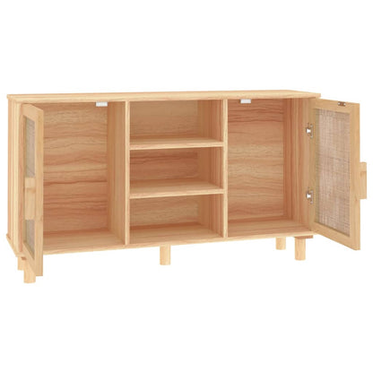 Sideboard Brown 105x30x60 cm Solid Wood Pine and Natural Rattan