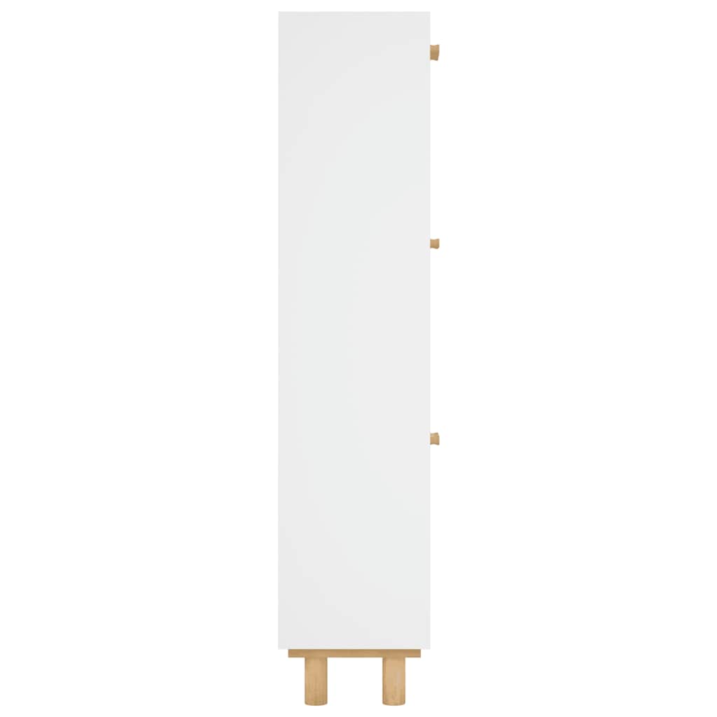 Shoe Cabinet White 52x25x115 cm Engineered Wood&Natural Rattan