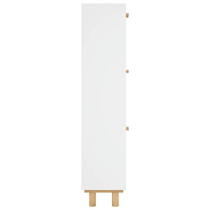 Shoe Cabinet White 52x25x115 cm Engineered Wood&Natural Rattan