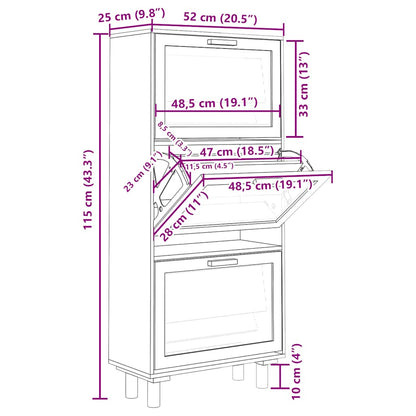 Shoe Cabinet | Brown | Engineered wood | 115 cm tall | Shoe Cabinet
