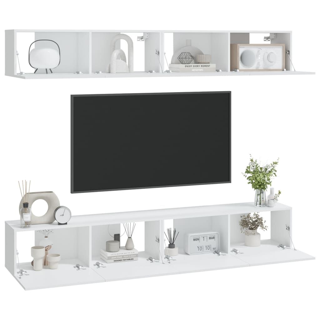 Wall TV Cabinets 4 pcs White 100x30x30 cm