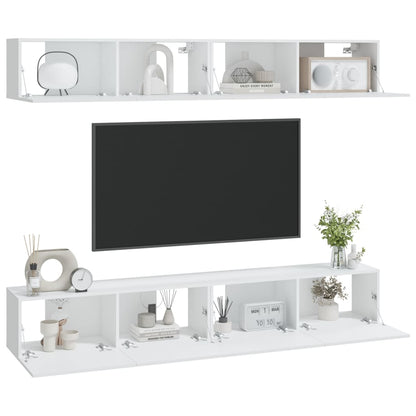 Wall TV Cabinets 4 pcs White 100x30x30 cm