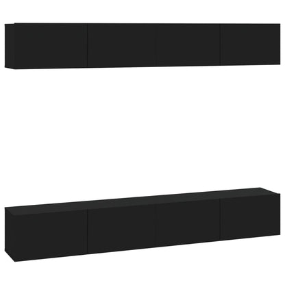 Wall TV Cabinets 4 pcs Black 100x30x30 cm