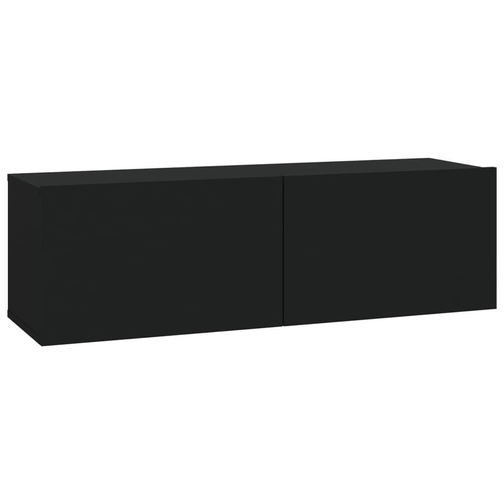 Wall TV Cabinets 4 pcs Black 100x30x30 cm