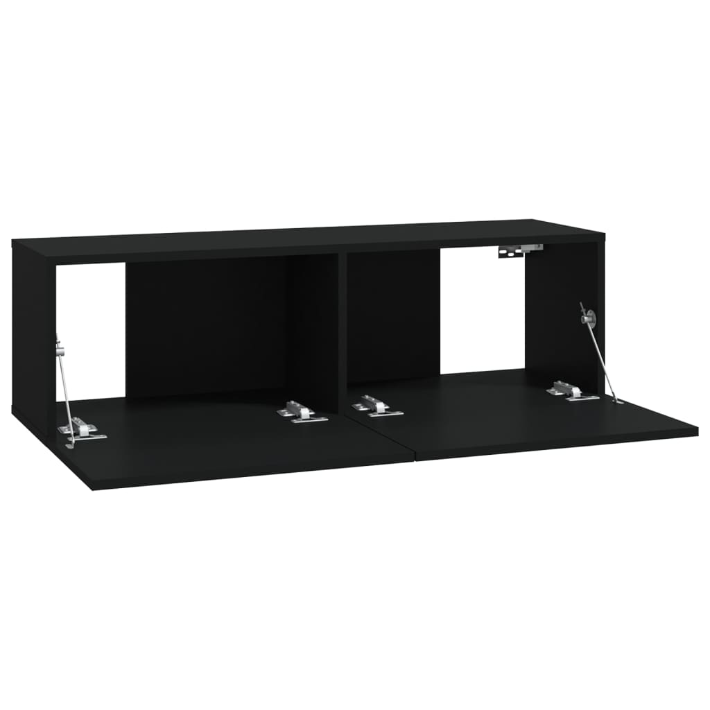 Wall TV Cabinets 4 pcs Black 100x30x30 cm