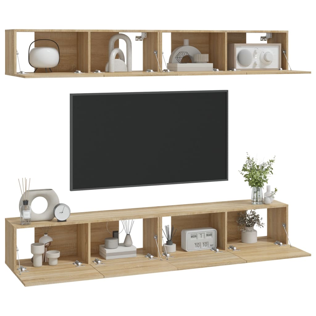 Wall TV Cabinets 4 pcs Sonoma Oak 100x30x30 cm