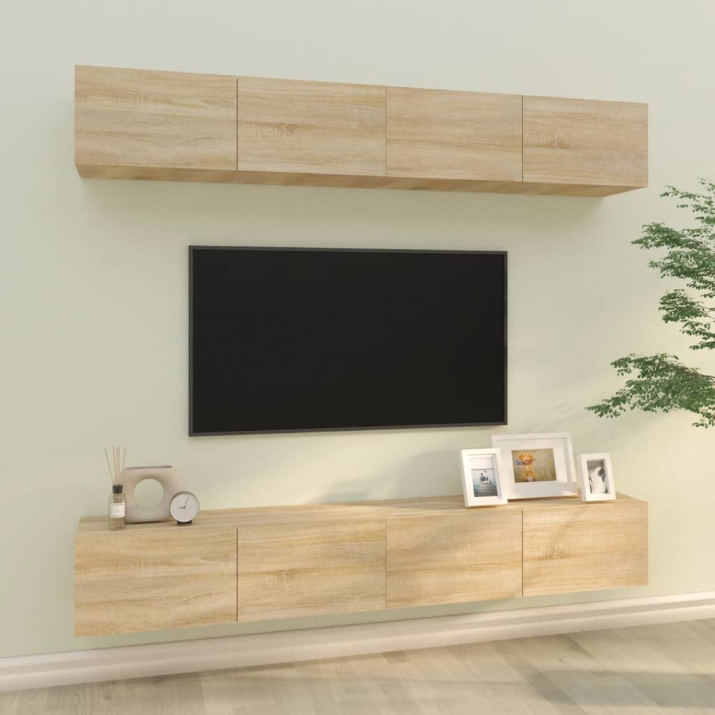 Wall TV Cabinets 4 pcs Sonoma Oak 100x30x30 cm