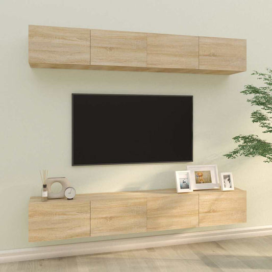 Wall TV Cabinets 4 pcs Sonoma Oak 100x30x30 cm