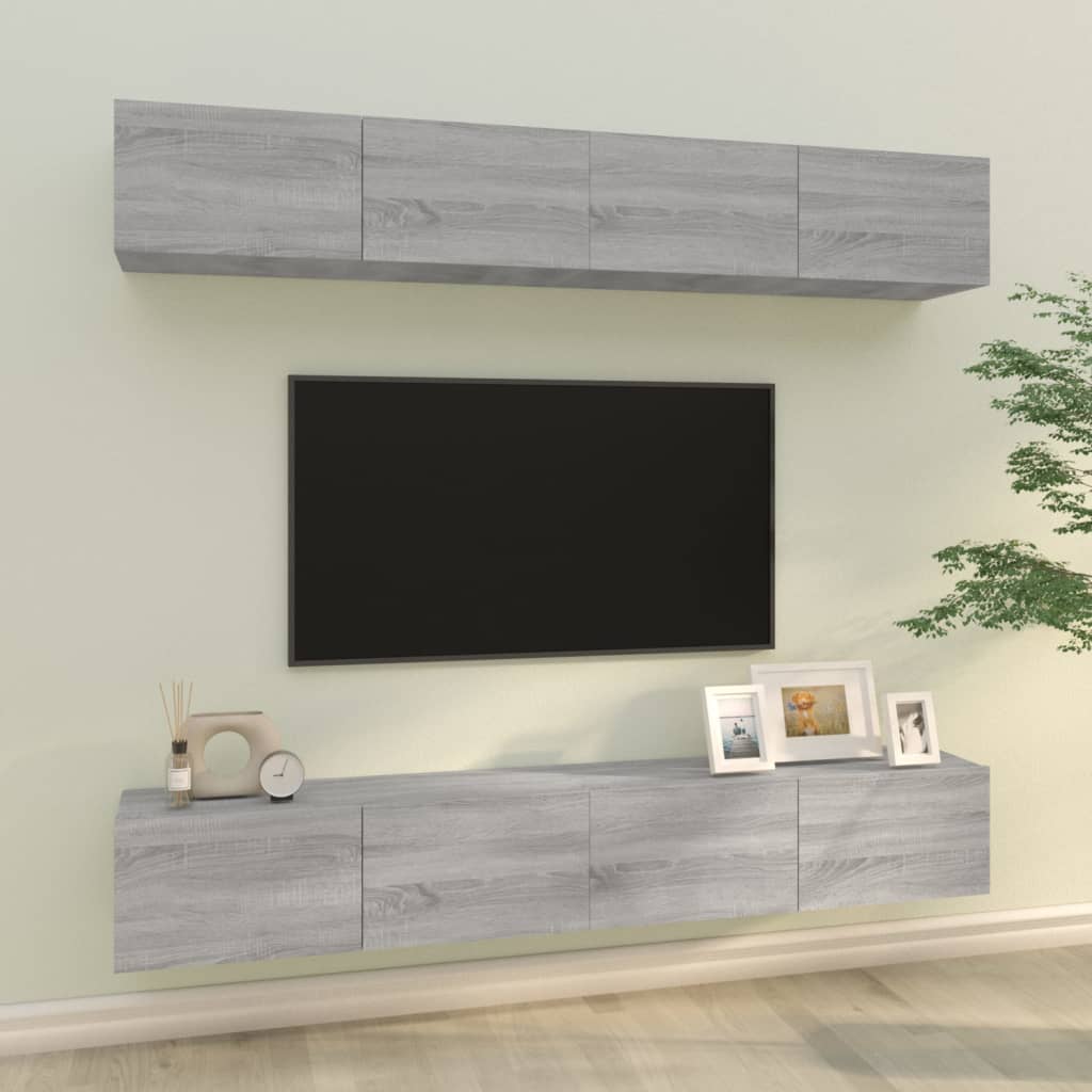 Wall TV Cabinets 4 pcs Grey Sonoma 100x30x30 cm