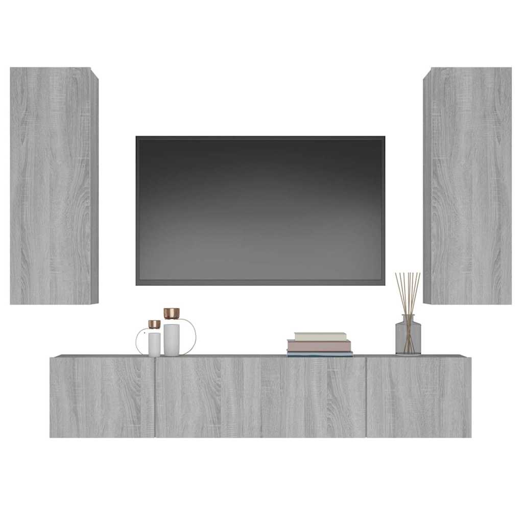 4 Piece TV Cabinet Set Grey Sonoma Engineered Wood