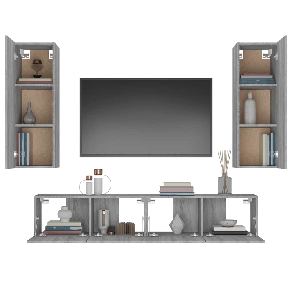 4 Piece TV Cabinet Set Grey Sonoma Engineered Wood