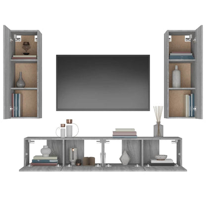 4 Piece TV Cabinet Set Grey Sonoma Engineered Wood