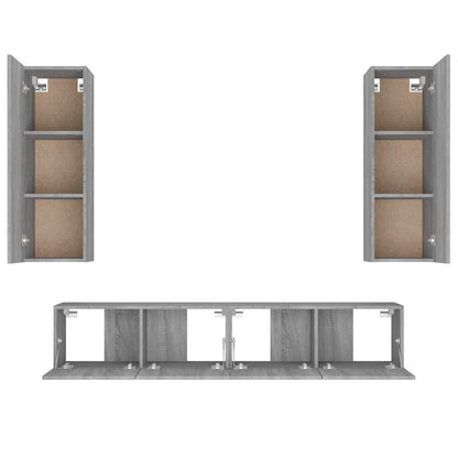 4 Piece TV Cabinet Set Grey Sonoma Engineered Wood