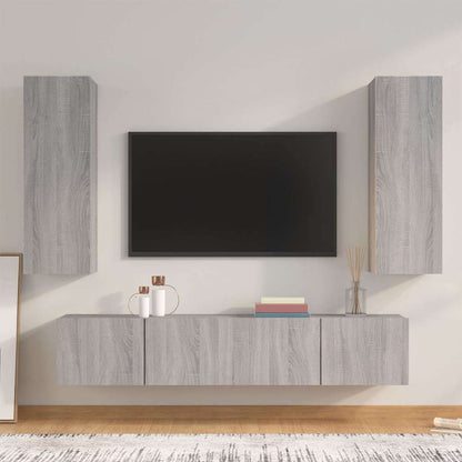 4 Piece TV Cabinet Set Grey Sonoma Engineered Wood
