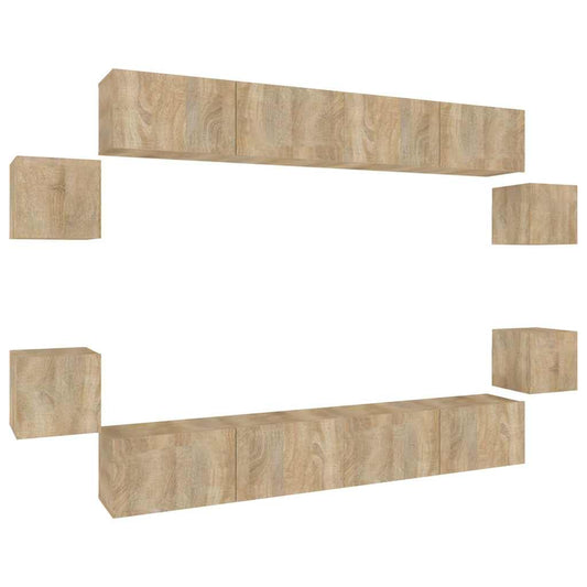 8 Piece TV Cabinet Set Sonoma Oak Engineered Wood