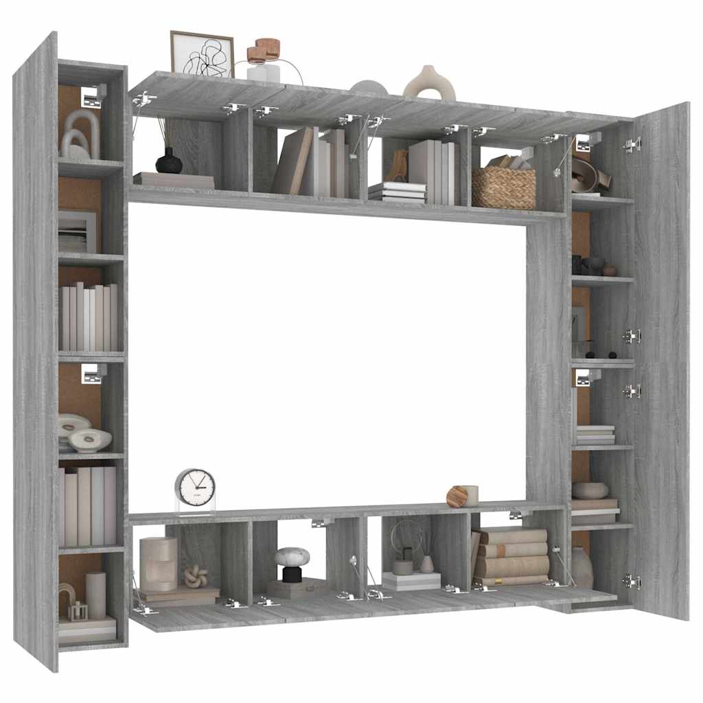 8 Piece TV Cabinet Set Grey Sonoma Engineered Wood