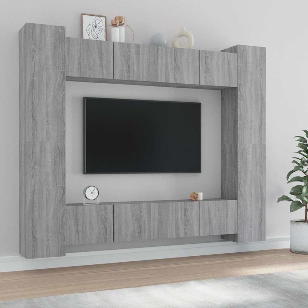 8 Piece TV Cabinet Set Grey Sonoma Engineered Wood
