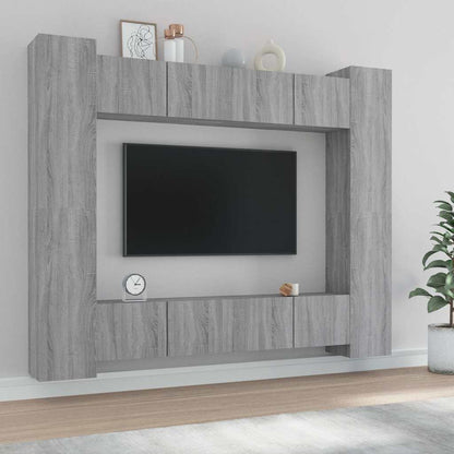 8 Piece TV Cabinet Set Grey Sonoma Engineered Wood