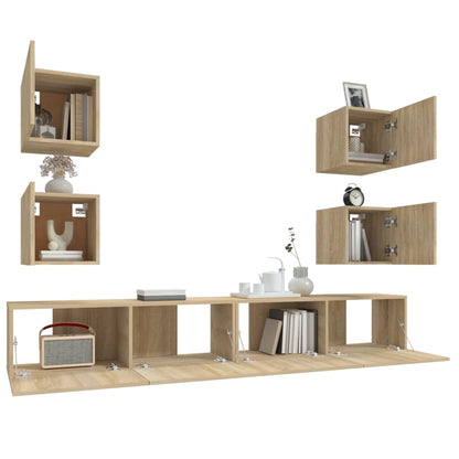 6 Piece TV Cabinet Set Sonoma Oak Engineered Wood