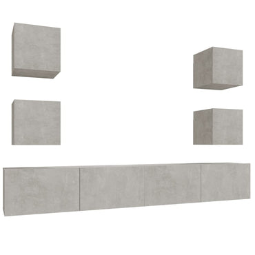 6 Piece TV Cabinet Set Concrete Grey Engineered Wood